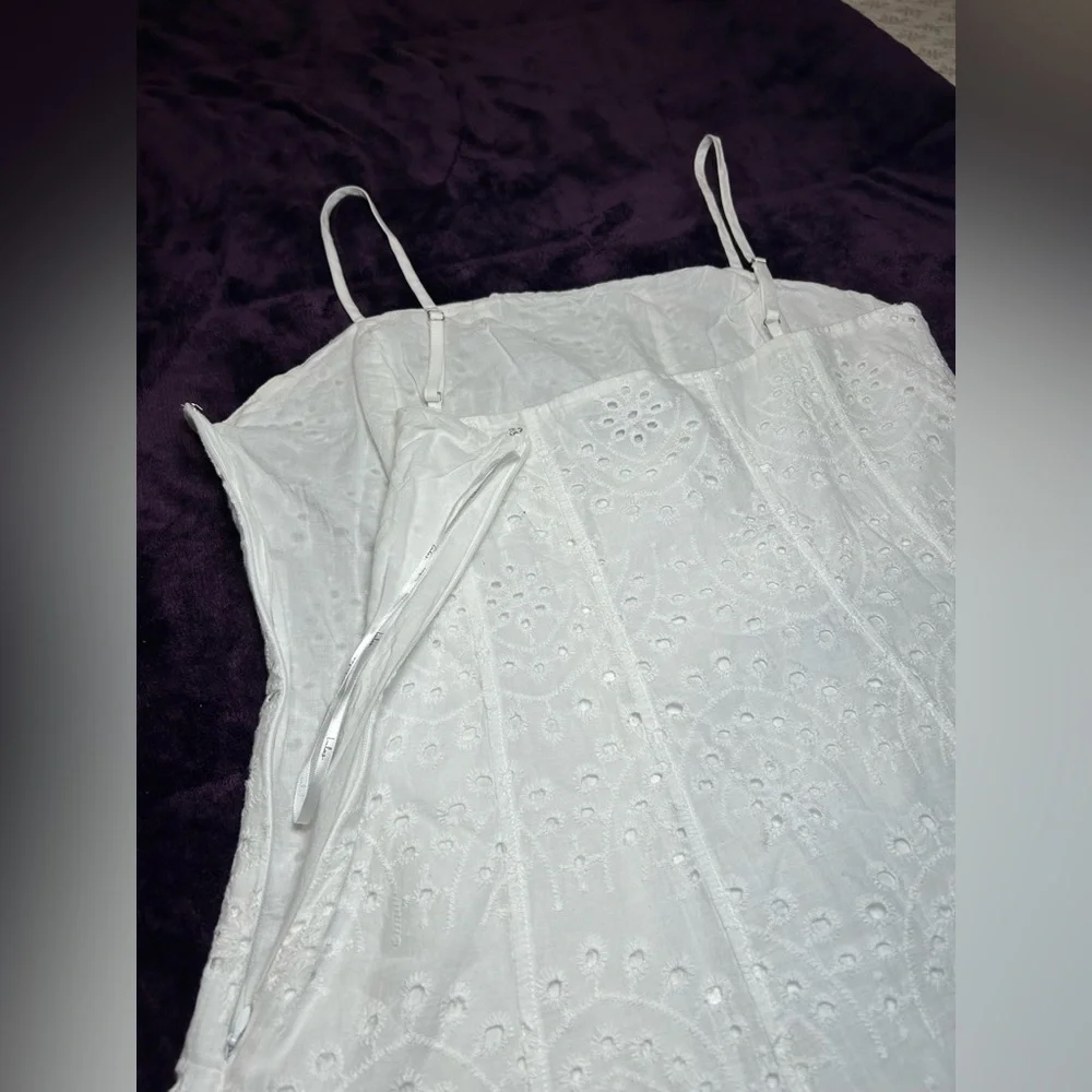 Summer  Lulus Cutie White Eyelet Embroidered Sleeveless Mini Dress 100% Cotton - Picture 4 of 9